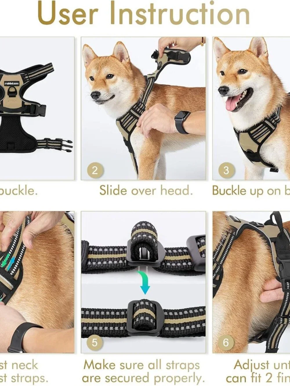 New Rabbitgoo Dog Harness, No Pull for Large Dogs with 2 Leash Clips, Pet Vest